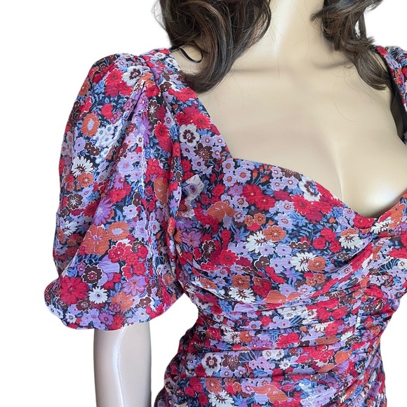 ZARA Metallic Sparkle Floral
Lined Shirred Ruched Mini Mod
Dress Size L - Picture 6 of 16